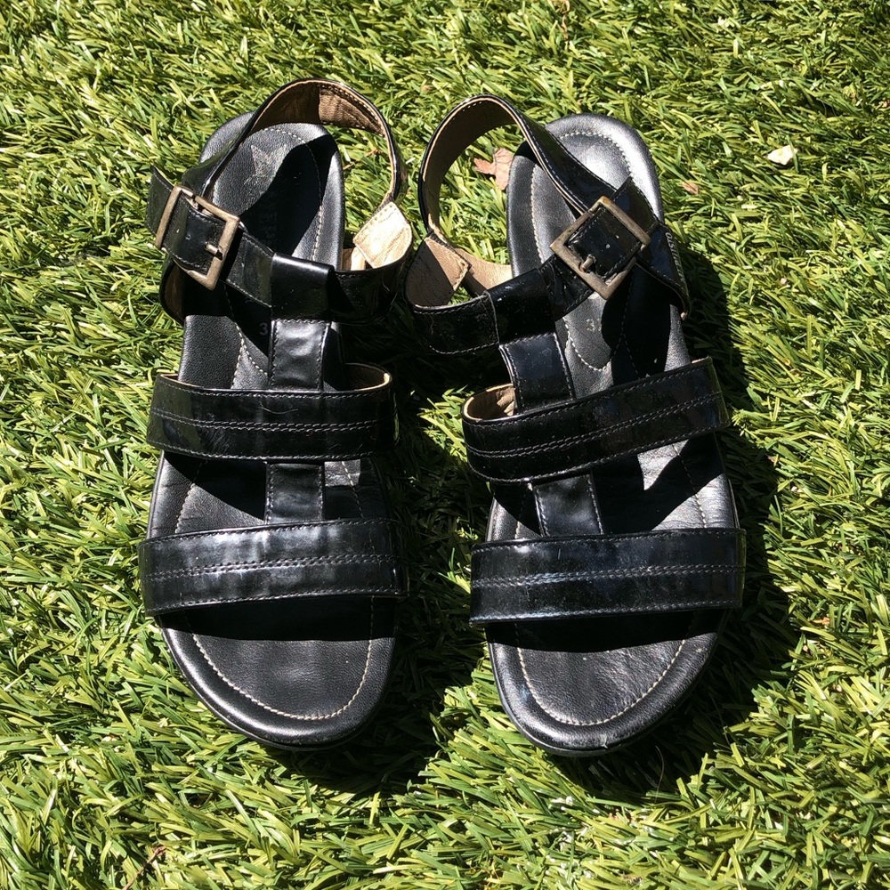 Mephisto patent leather sandals